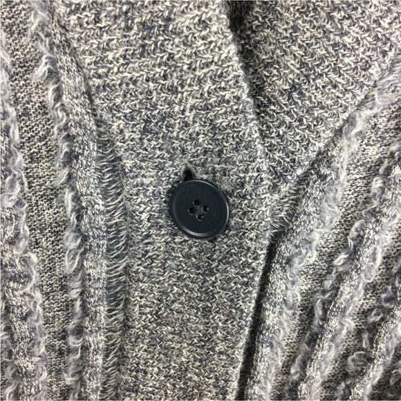 T Alexander Wang Merino Wool Raw Edge Ribbed Gray Button Front Cardigan Medium - Picture 5 of 9